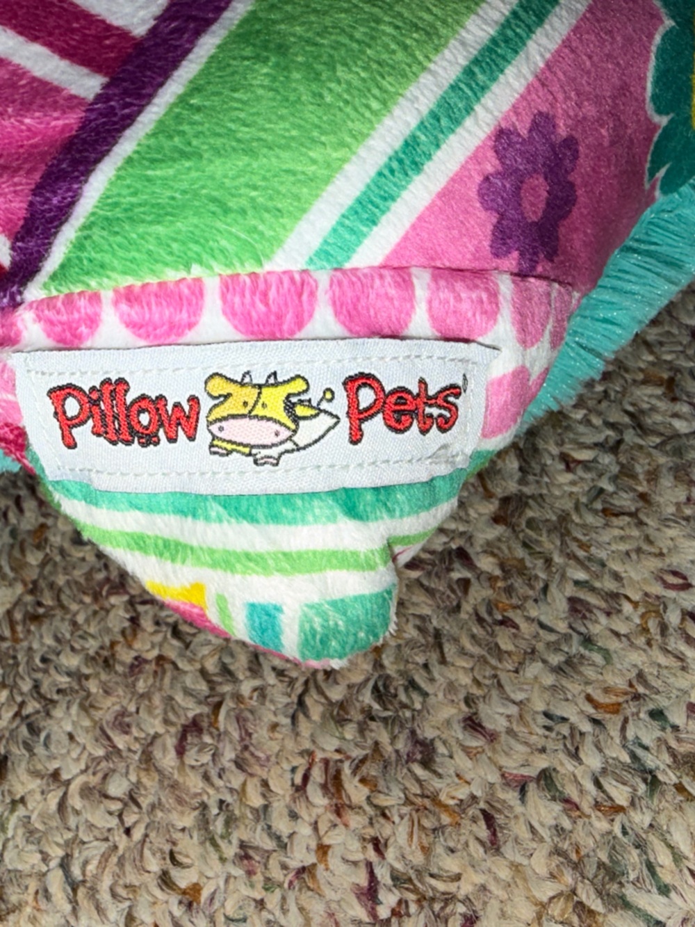 Rare 2000s Pillow Pets Sleeptime Colorful Teal Puppy stuffed animal plush soft - Picture 7 of 8